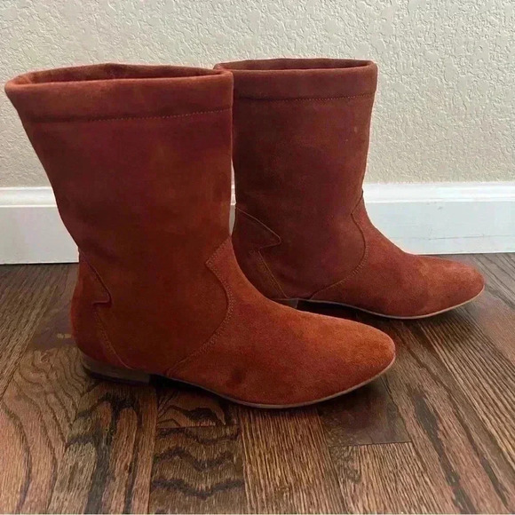 Free People Ashville Slouchy Suede Leather Ankle Boots Size 36, US 6 Rust 935296 - Picture 1 of 16